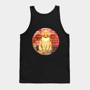 Tabby Cat in Retro Tie Dye Rainbow Tank Top